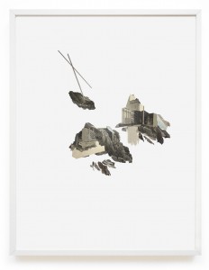Claire Trotignon, Nos abîmes inclinées, 2015, collage de gravures, 40x50 cm. © Galerie de Roussan