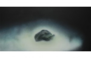 Nicolas Delprat, Entre deux, astéroïde, acrylique sur toile, 150x300 cm, 2014 © Nicolas Delprat